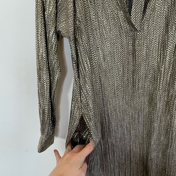 Sabina Musayev‎ Metallic Tie Neck Shimmer Dress - Picture 9 of 10